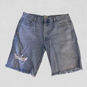 Citizens of Humanity Jean Shorts Blue Denim Men 34 Distressed Casual Western‎